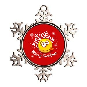 Merry Christmas Funny Smiley Face Snowflake Metallic Star Ornament