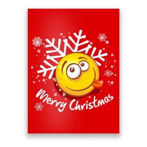 Merry Christmas Funny Smiley Face Snowflake Poster