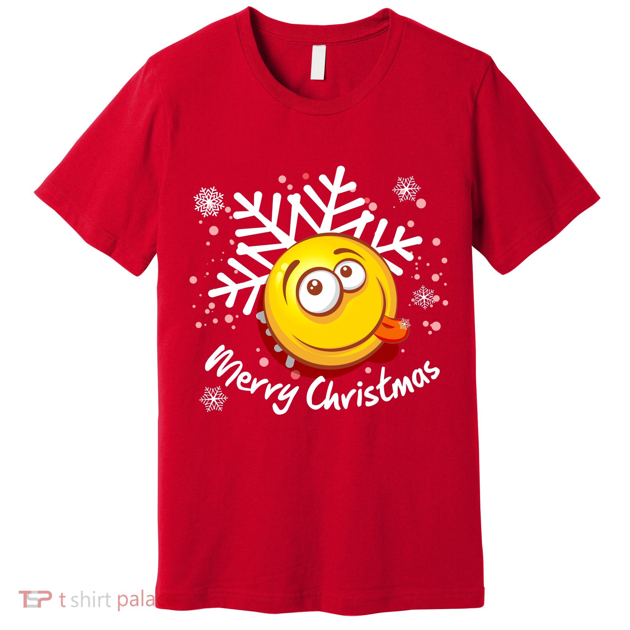 Merry Christmas Funny Smiley Face Snowflake Premium T-Shirt