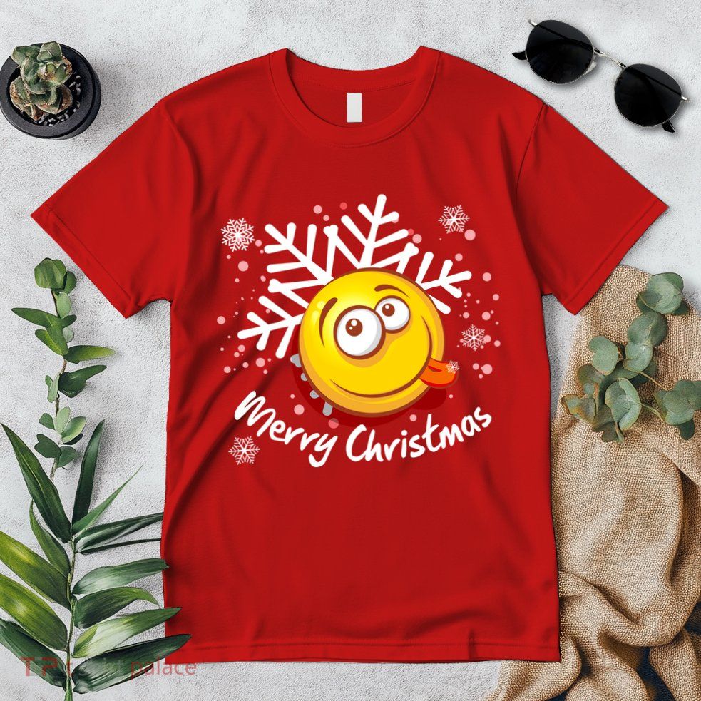 Merry Christmas Funny Smiley Face Snowflake Premium T-Shirt