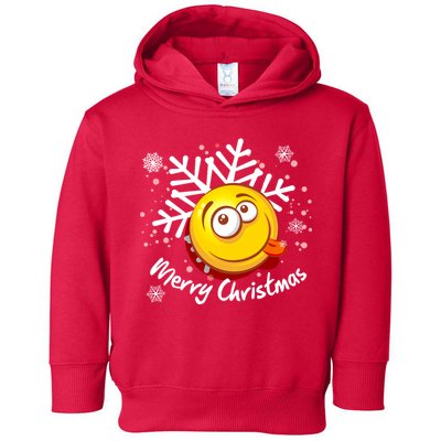 Merry Christmas Funny Smiley Face Snowflake Toddler Hoodie