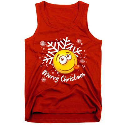 Merry Christmas Funny Smiley Face Snowflake Tank Top