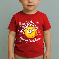 Merry Christmas Funny Smiley Face Snowflake Toddler T-Shirt