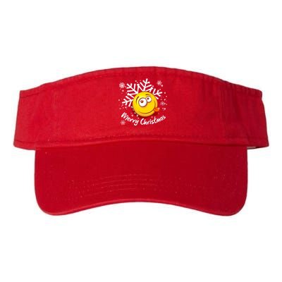 Merry Christmas Funny Smiley Face Snowflake Valucap Bio-Washed Visor