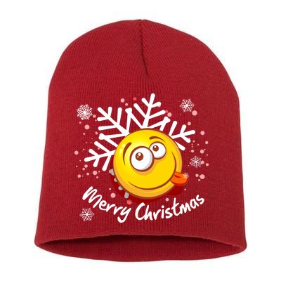 Merry Christmas Funny Smiley Face Snowflake Short Acrylic Beanie