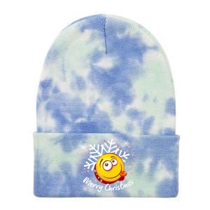 Merry Christmas Funny Smiley Face Snowflake Tie Dye 12in Knit Beanie