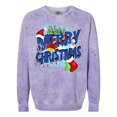 Merry Christmas Funy Holiday Logo Colorblast Crewneck Sweatshirt