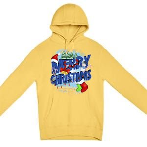 Merry Christmas Funy Holiday Logo Premium Pullover Hoodie