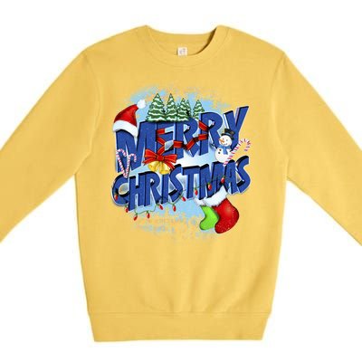 Merry Christmas Funy Holiday Logo Premium Crewneck Sweatshirt