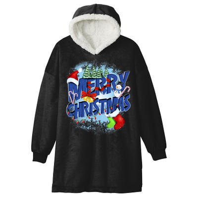 Merry Christmas Funy Holiday Logo Hooded Wearable Blanket