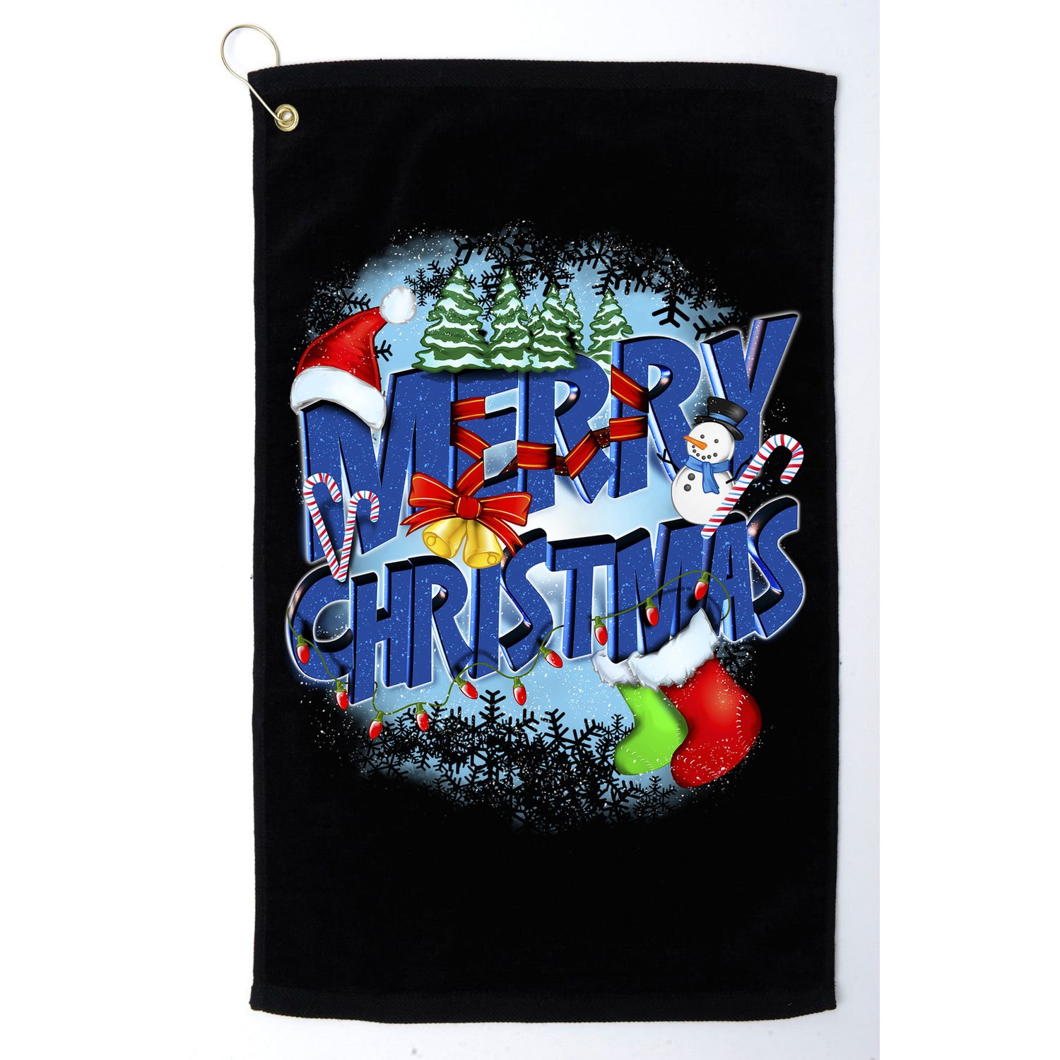 Merry Christmas Funy Holiday Logo Golf Towel