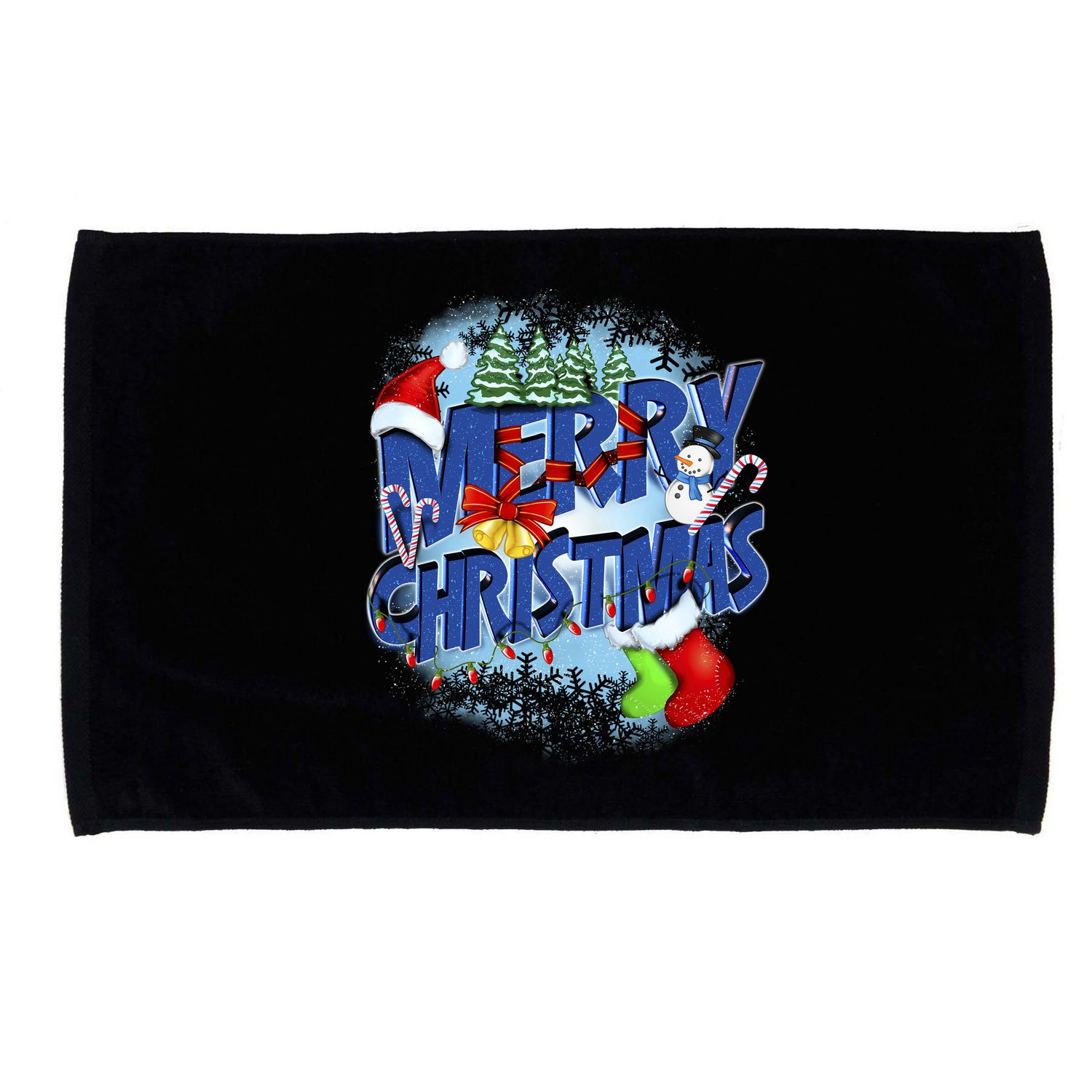 Merry Christmas Funy Holiday Logo Microfiber Hand Towel