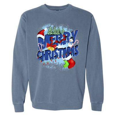 Merry Christmas Funy Holiday Logo Garment-Dyed Sweatshirt