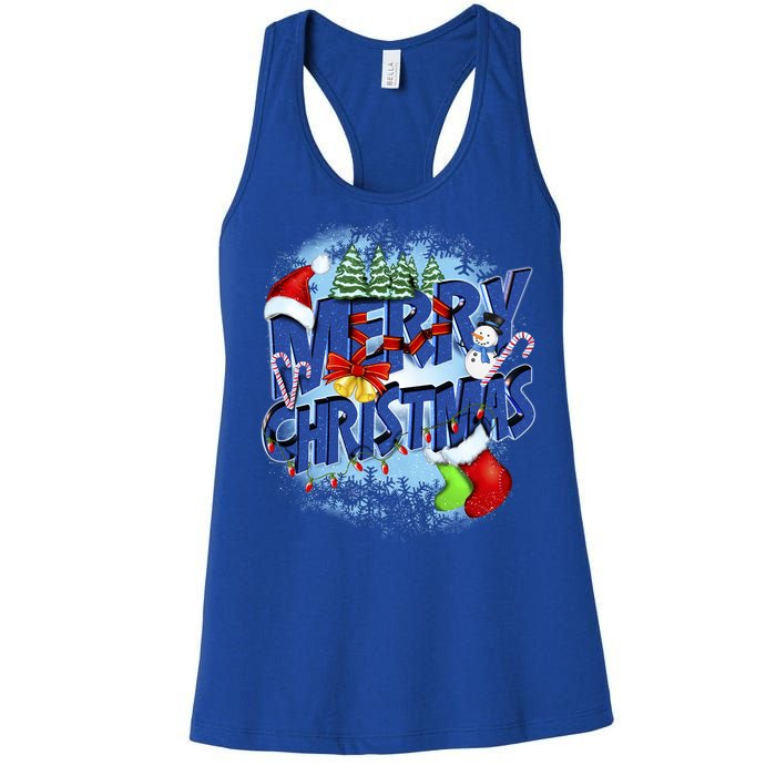 Merry Christmas Funy Holiday Logo Women's Racerback Tank