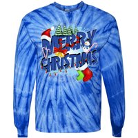 Merry Christmas Funy Holiday Logo Tie-Dye Long Sleeve Shirt