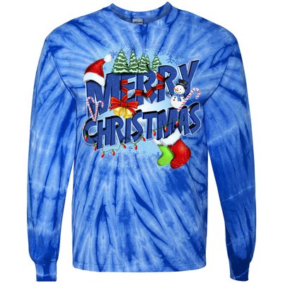 Merry Christmas Funy Holiday Logo Tie-Dye Long Sleeve Shirt