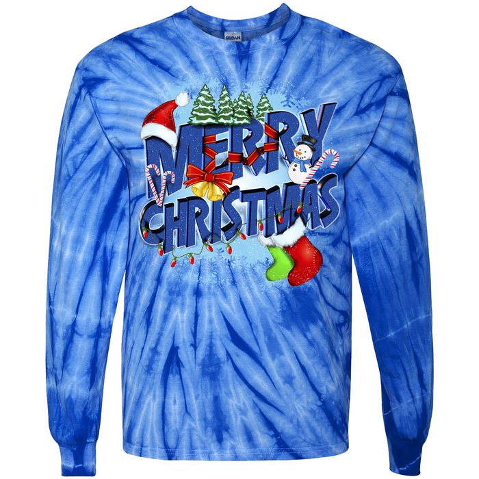 Merry Christmas Funy Holiday Logo Tie-Dye Long Sleeve Shirt