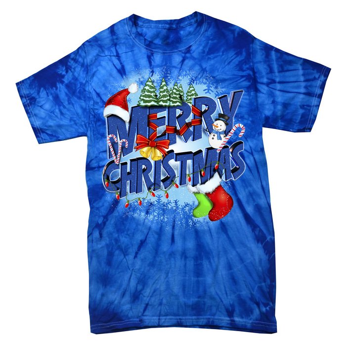 Merry Christmas Funy Holiday Logo Tie-Dye T-Shirt