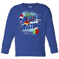 Merry Christmas Funy Holiday Logo Toddler Long Sleeve Shirt