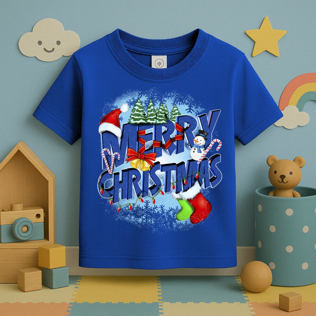 Merry Christmas Funy Holiday Logo Toddler T-Shirt