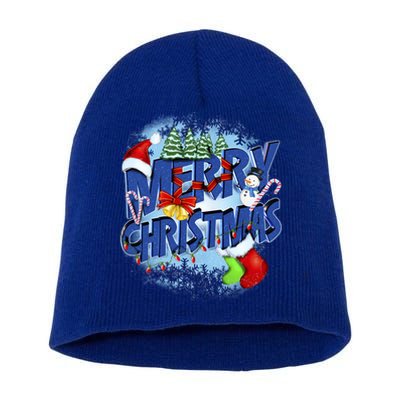 Merry Christmas Funy Holiday Logo Short Acrylic Beanie