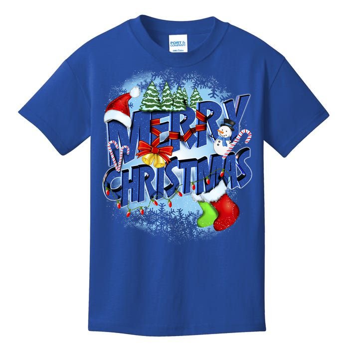 Merry Christmas Funy Holiday Logo Kids T-Shirt