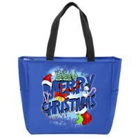 Merry Christmas Funy Holiday Logo Zip Tote Bag