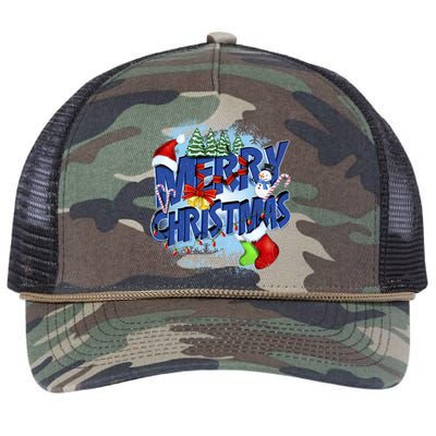 Merry Christmas Funy Holiday Logo Retro Rope Trucker Hat Cap