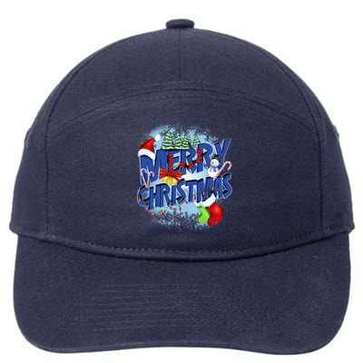 Merry Christmas Funy Holiday Logo 7-Panel Snapback Hat