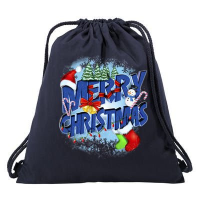 Merry Christmas Funy Holiday Logo Drawstring Bag