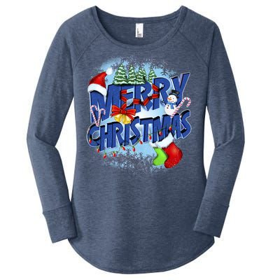 Merry Christmas Funy Holiday Logo Women's Perfect Tri Tunic Long Sleeve Shirt