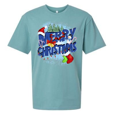 Merry Christmas Funy Holiday Logo Sueded Cloud Jersey T-Shirt