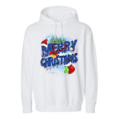 Merry Christmas Funy Holiday Logo Garment-Dyed Fleece Hoodie