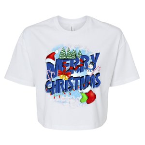 Merry Christmas Funy Holiday Logo Bella+Canvas Jersey Crop Tee