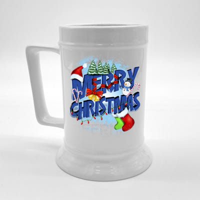 Merry Christmas Funy Holiday Logo Beer Stein