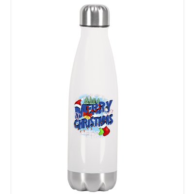 Merry Christmas Funy Holiday Logo Stainless Steel Insulated Water Bottle