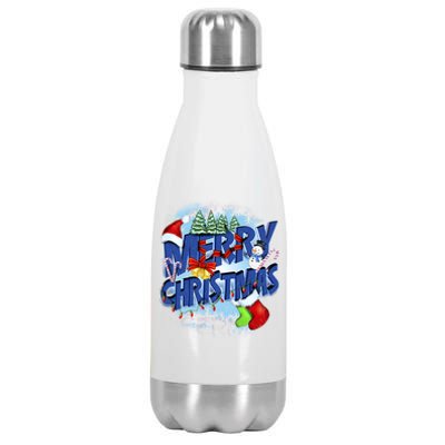 Merry Christmas Funy Holiday Logo Stainless Steel Insulated Water Bottle