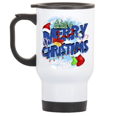 Merry Christmas Funy Holiday Logo Stainless Steel Travel Mug