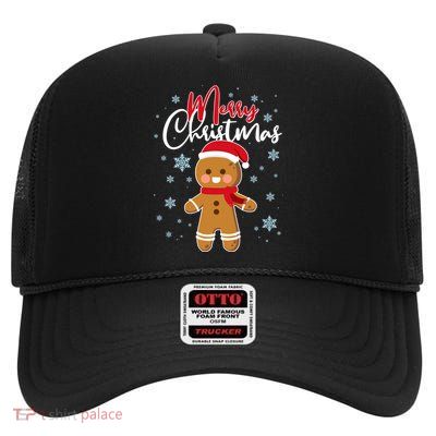 Merry Christmas Gingerbread High Crown Mesh Back Trucker Hat