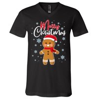 Merry Christmas Gingerbread V-Neck T-Shirt