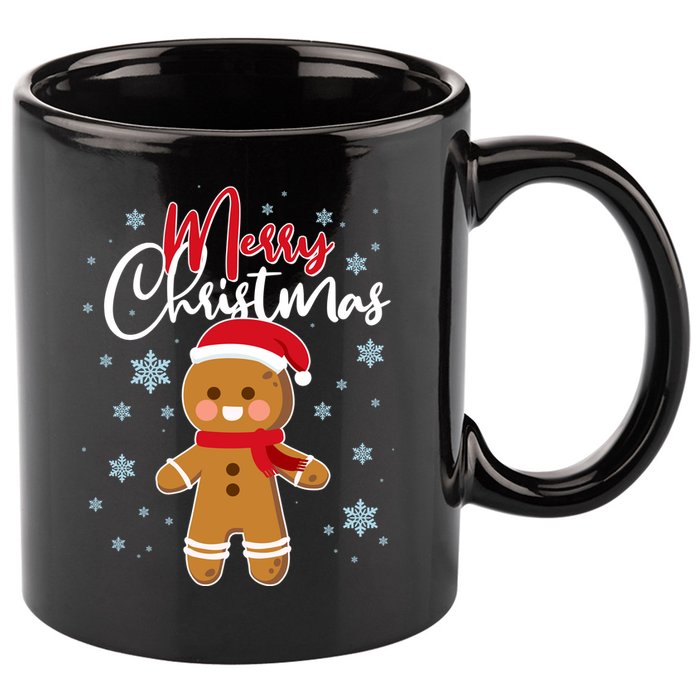 Merry Christmas Gingerbread 11oz C Handle Ceramic Mug