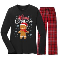 Merry Christmas Gingerbread Women's Long Sleeve Flannel Pajama Set 