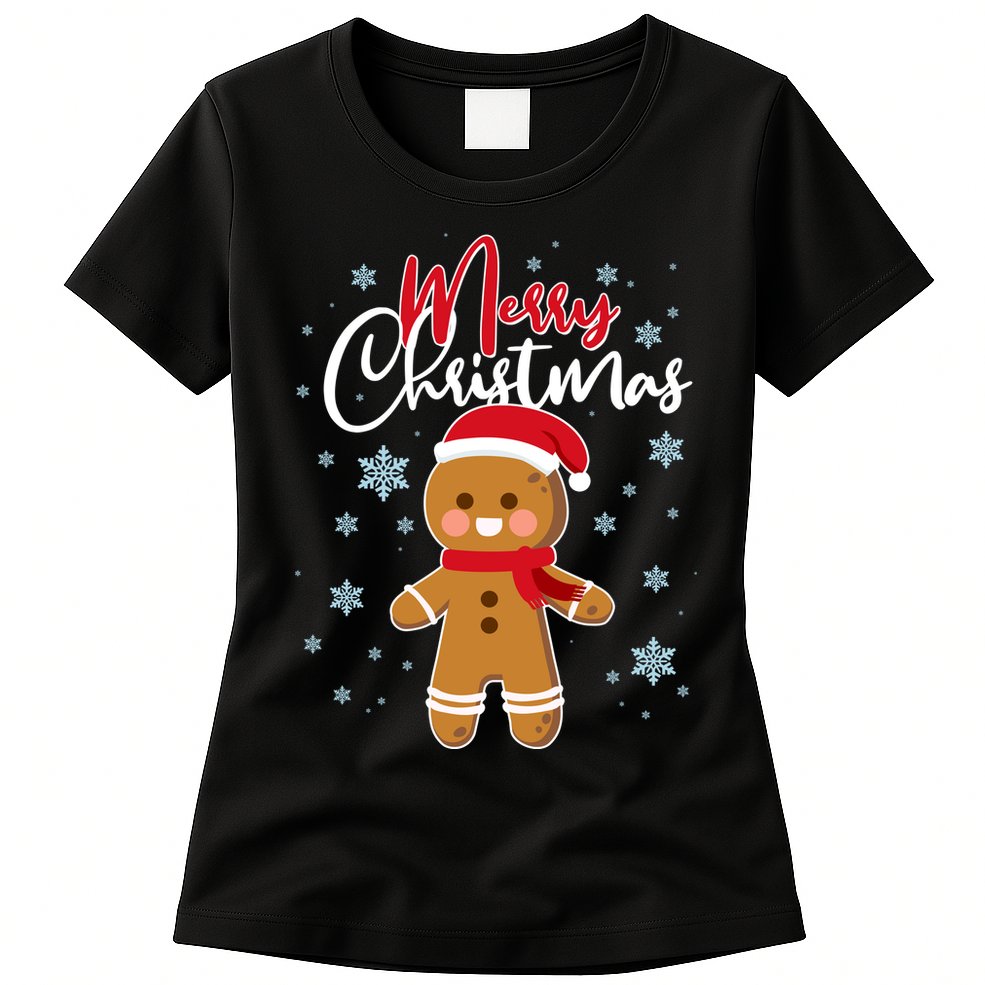 Merry Christmas Gingerbread Womens T-Shirt