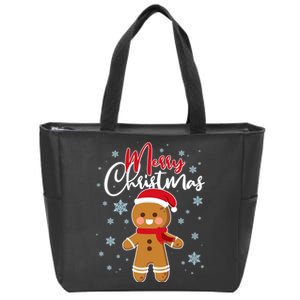 Merry Christmas Gingerbread Zip Tote Bag