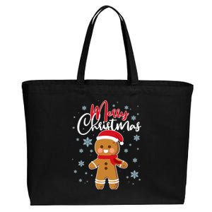 Merry Christmas Gingerbread Cotton Canvas Jumbo Tote