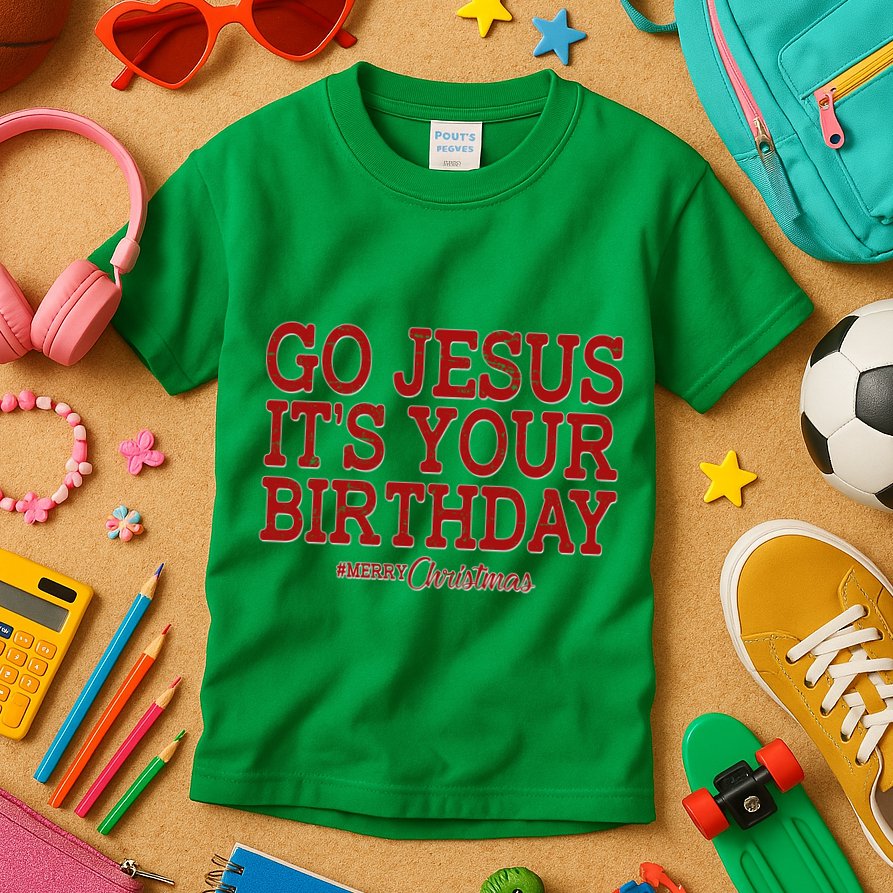 Merry Christmas Go Jesus It's Your Birthday Kids T-Shirt