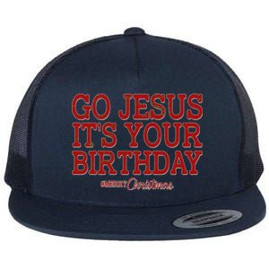 Merry Christmas Go Jesus It's Your Birthday Flat Bill Trucker Hat