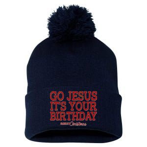 Merry Christmas Go Jesus It's Your Birthday Pom Pom 12in Knit Beanie