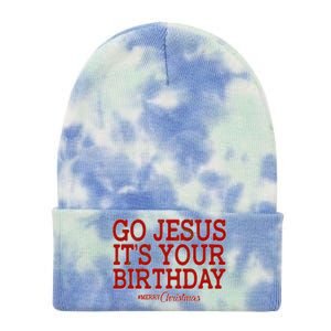 Merry Christmas Go Jesus It's Your Birthday Tie Dye 12in Knit Beanie