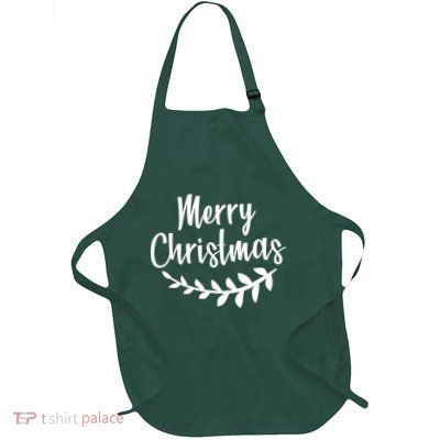 Merry Christmas Happy Holidays Full-Length Apron With Pockets